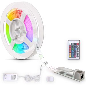 B.K.LICHT LED Stripe, weiß, Lichterketten, LED Band 3m, RGB, Fernbedienung, selbstklebend, Farbwechsel, kürzbar