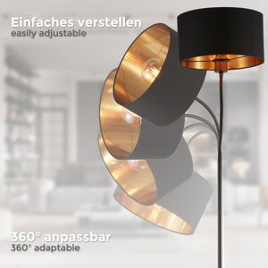 Stehlampe B.K.LICHT "BK_ST1419 Retro Stehleuchte, Schwarz-Gold, Ø30cm Stoffschirm, E27" Lampen schwarz (schwarz, goldfarbig) Stehlampe Standleuchte Designlampe Standleuchten Schwenkbar, 1-Flammig, ohne Leuchtmittel (max. 40W), 140cm Kabel