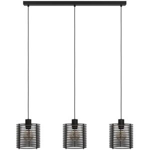 Hängeleuchte EGLO "SEGOVIA" Lampen Gr. Ø 0,00 cm Höhe: 110,00 cm, schwarz (schwarz schwarz) Pendelleuchten und Hängeleuchten Pendelleuchte, Metall Holz in Schwarz, E27 Fassung, L 88 cm