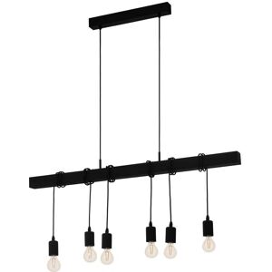 EGLO Hängeleuchte "TOWNSHEND", schwarz (schwarz schwarz), B:10,00cm H:110,00cm L:100,00cm Ø:0,00cm, Lampen, Hängelampe Esszimmer, E27 Fassung, Pendellampe schwarz, Holz