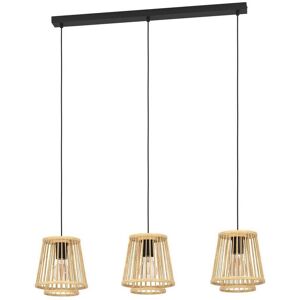 EGLO Hängeleuchte "HYKEHAM", schwarz (schwarz natur), H: 110,00cm, Lampen, Holz Esszimmerlampe, Bambus in Natur, Hängeleuchte mit E27 Fassung