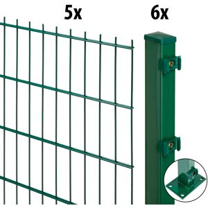 GARDEN 'N' MORE Doppelstabmattenzaun "Excellent" Zaunelemente 5 Elemente für 10 m, LxH: 200 x 143 cm, mit 6 Pfosten Gr. H/L: 140 cm x 10 m H/L: 140 cm x 10 cm, grün Zaunelemente