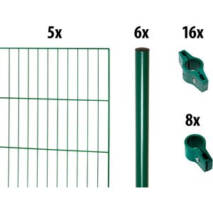 GARDEN 'N' MORE Einstabmattenzaun "mit Rundpfosten" Zaunelemente 5 Elemente für 10 m, LxH: 200 x 150 cm, mit 6 Pfosten Gr. H/L: 150 cm x 10 m H/L: 150 cm x 10 cm, grün Zaunelemente