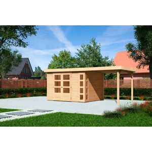 Gartenhaus KARIBU "Kerko 5" Gartenhäuser Gr. ohne Fußboden, beige (naturbelassen) Gartenhäuser aus Holz mit Anbaudach