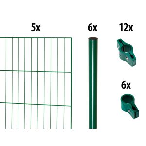 GARDEN 'N' MORE Einstabmattenzaun "mit Rundpfosten" Zaunelemente 5 Elemente für 10 m, LxH: 200 x 125 cm, mit 6 Pfosten Gr. H/L: 125 cm x 10 m H/L: 125 cm x 10 cm, grün Zaunelemente