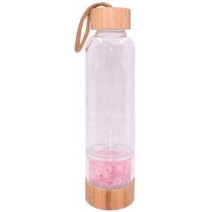 Trinkflasche FIRETTI "Schmuck Geschenk Edelstein Farbstein Energiesteine" Trinkflaschen Gr. 550 ml, bunt (braun, transparent, rosa) Thermoflaschen, Isolierflaschen und Trinkflaschen mit Bergkristall, Rosenquarz oder Amethyst