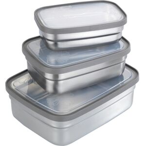 Lunchbox MAXIMEX "Edelstahl", silber (silberfarben), B:13,5cm H:4cm L:9,5cm, Edelstahl, Lebensmittelaufbewahrungsbehälter, Brotdosen in 3 Größen, luftdichte Deckel, spülmaschinengeeignet