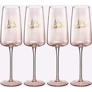 Gläser-Set, rosa (rosé), B:7cm H:24,5cm, Glas, Trinkgefäße