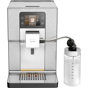 KRUPS Kaffeevollautomat "EA877D Intuition Experience+", schwarz (edelstahl, schwarz), B:28cm H:40cm T:44cm, Kaffeevollautomaten, 21 Heiß- und Kaltgetränke-Spezialitäten, geräuscharm, Farb-Touchscreen