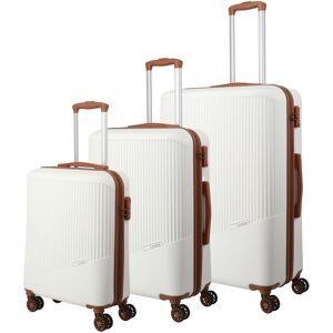 Trolleyset TRAVELITE "BALI 4w L/M/S" braun (weiß, cognac) Koffer-Sets Koffer Trolleys Kofferset Reisegepäck Reisekoffer Hartschallenkoffer TSA Schloss