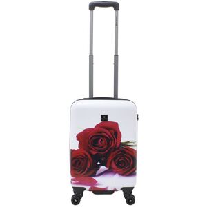 Koffer SAXOLINE "Roses", Gr. B/H/T: 35.00cm x 54.00cm x 20.00cm, weiß (weiß, rot), Polyester, Koffer, mit praktischem Zahlenschloss