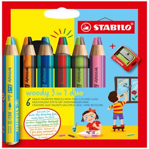 Stabilo Buntstifte - Woody 3-I-1 Duo - 6 st. - Mehrfarbig - Stabilo - One Size - Bleistifte