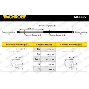 Monroe Gasfeder, Koffer-/laderaum 360n Für Suzuki 81850-M76g20-A 81860-M76g20-A 81860-M70f10-000 Ml5589
