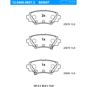 Ate Bremsbeläge Hinten (13.0460-5657.2) Für Mazda 3 Scheibenbremsbelagsatz.