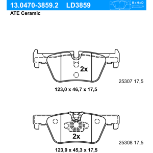 Ate Bremsbeläge Hinten (13.0470-3859.2) Für Bmw 1 4 3 2