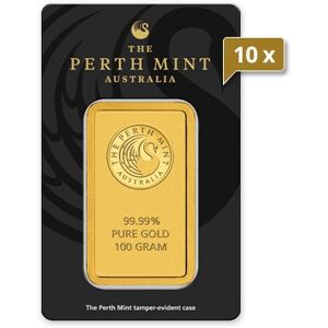 10 x 100 g Goldbarren Perth Mint