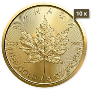 10 x 1/2 Unze Gold Maple Leaf diverse Jahrgnge