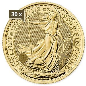 30 x 1/2 Unze Gold Britannia 2024