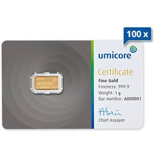 100 x 1 g Goldbarren Umicore