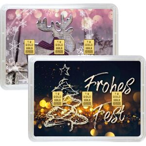 3 x 1 g Gold Geschenkkarte Frohes Fest