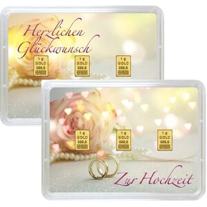 3 x 1 g Gold Geschenkkarte Glckwunsch zur Hochzeit