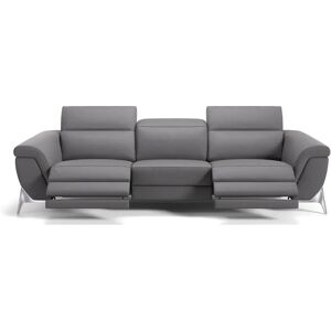 sofanella Leder 3 Sitzer Couchgarnitur ARINA modern Relaxfunktion 285x76x101cm grau