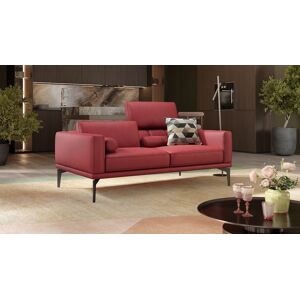 sofanella Leder Sofa 2-Sitzer SALERNO Designer Relaxcouch Sitzverstellung 176x97x72cm rot