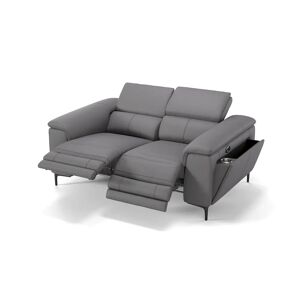 sofanella Leder Couch MARINO 2-Sitzer Sofa Relaxsofa 174x105x95cm Grau