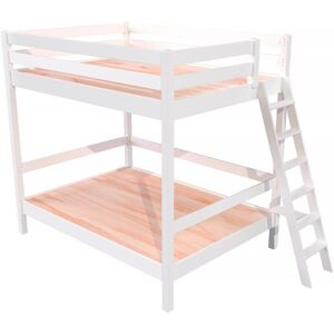 ABC MEUBLES Etagenbett 2-Sitzer für Erwachsene Treppe Holz Sylvia - 140x200 - Weiß