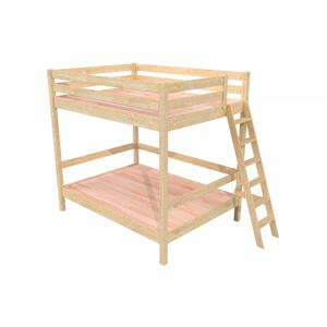 ABC MEUBLES Etagenbett 2-Sitzer für Erwachsene Treppe Holz Sylvia - 140x200 - Roh