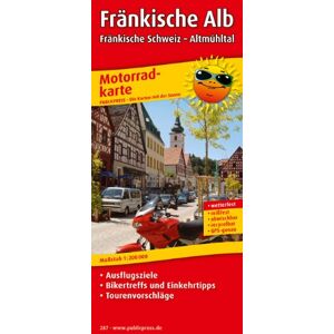 Publicpress - GEBRAUCHT Motorradkarte Fränkische Alb - Fränkische Schweiz - Altmühltal: Mit Tourenvorschlägen, Ausflugszielen, Einkehr- und Freizeittipps, reissfest, wetterfest, beschriftbar und wieder abwischbar. 1:200000