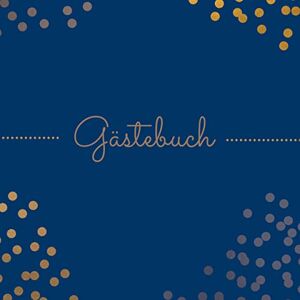 Gästebuch Hochzeit - Gästebuch schön gestaltet - 1000 Seiten - quadratisch 21 x 21 cm - weißes Papier 90g/m² - FSC Papier: Hardcover goldene Punkte auf blau - blanko - für Hochzeit, Geburtstag, Taufe