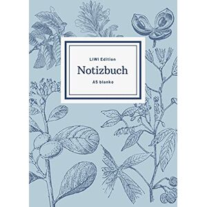 Notizbuch A5 - Notizbuch schön gestaltet mit Leseband - A5 Hardcover blanko - 100 Seiten 90g/m² - floral hellblau - FSC Papier: Notebook A5 Hardcover blanko