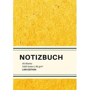 Notizbuch A5 - Dickes Notizbuch 1000 Seiten - A5 blanko - Hardcover gelb mit Leseband - weißes Papier 90g/m² - FSC Papier: Notebook A5 - Journal gebunden blanko - Einschreibbuch