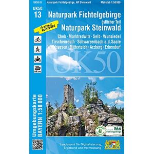 Landesamt für Digitalisierung, Breitband und Vermessung, Bayern - UK50-13 Naturpark Fichtelgebirge, östlicher Teil, Naturpark Steinwald: Cheb, Marktredwitz, Selb, Wunsiedel, Tirschenreuth, Schwarzenbach a.d.Saale, ... Karte Freizeitkarte Wanderkarte)