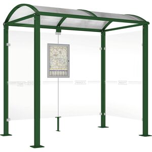 PROCITY Wartehalle, mit 2 Seitenverkleidungen, Breite 2520 mm, moosgrün