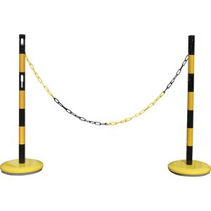 Absperrpfostenset mit Kette, 2 Pfosten, 2,5 m Kette, gelb / schwarz VISO