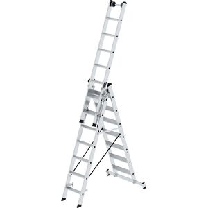 MUNK Stufen-Mehrzweckleiter, 3-teilig, mit Traverse, 3 x 7 Stufen
