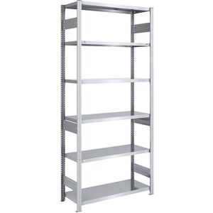 hofe Schwerlast-Steckregal, verzinkt, beidseitig, Regalhöhe 2500 mm, 6 Böden, Grundregal, BxT 1000 x 500 mm