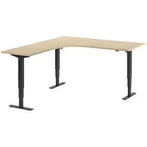 Schreibtisch Atlanta, elektrisch höhenverstellbar, L-Form, BxT 1800 x 2000 mm, Eiche/schwarz, links kaiserkraft