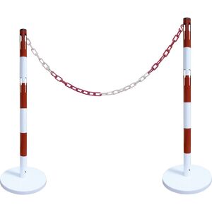 Absperrpfostenset mit Kette, 2 Pfosten, 2,5 m Kette, rot / weiß VISO