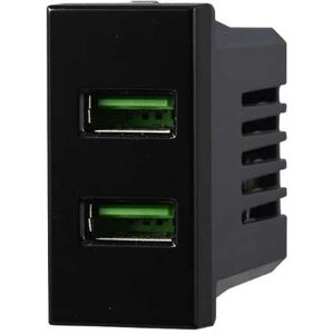 Ettroit Lademodul Mit Zwei Anschlussbuchse Usb Type-A Bticino Axolute Kompatibler 5vdc 2.1a Schwarz Farbe An2402