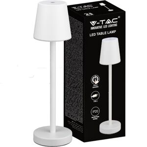 V-Tac Led-Tischlampe, 3 W, Wiederaufladbarer Akku, Weiße Farbe, Usb C Touch, Dimmbar, 3000 K, Restaurant-Tischleuchte Für Den Innenbereich, Ip20 – 10191