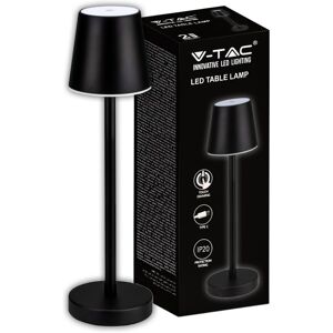 V-Tac Led-Tischlampe, 3 W, Batteriebetrieben, Wiederaufladbar, Schwarze Farbe, Usb C Touch, Dimmbar, 4000 K, Restaurant-Tischleuchte Für Den Innenbereich, Ip20 – 10194