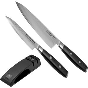 Yaxell Tsuchimon 36753, 3-teiliges Geschenkset: Kochmesser, Universalmesser und Messerschleifer