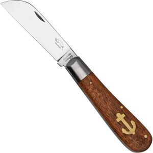 Otter Anchor Knife 173 R Large Stainless, Sapeli, Brass Anchor, Taschenmesser