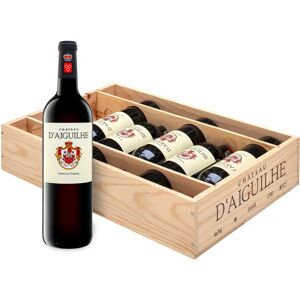 6 x 0,75-l-Flasche Château d'Aiguilhe Castillon Côtes de Bordeaux, Rotwein 2020 - Original-Holzkiste