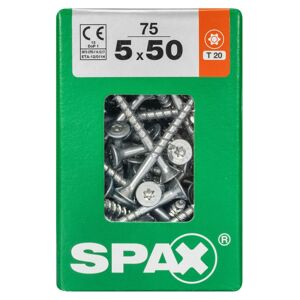 SPAX Universalschraube, Teilgewinde, Senkkopf, T-STAR plus T20, 4CUT, WIROX, 5 x 50 mm, 75 Stück