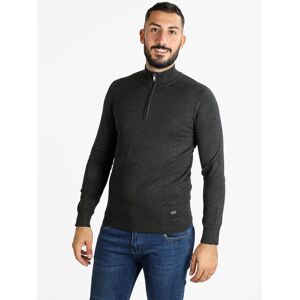 Baci & Abbracci Strickpullover für Herren mit halbem Reißverschluss Pullover Herren Grau Größe XXL
