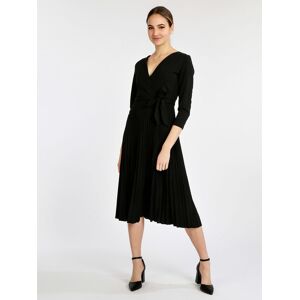Melitea Damen Plisseekleid mit 3/4 Ärmeln Elegante Kleider Damen Schwarz Größe Unica